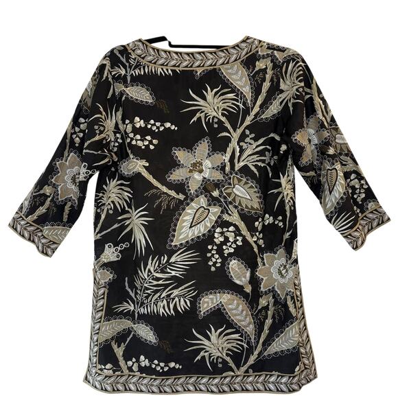 Gretchen Scott Designs Split Neck Top Women's Small Tunic 3/4 Sleeve Cotton - Picture 9 of 9